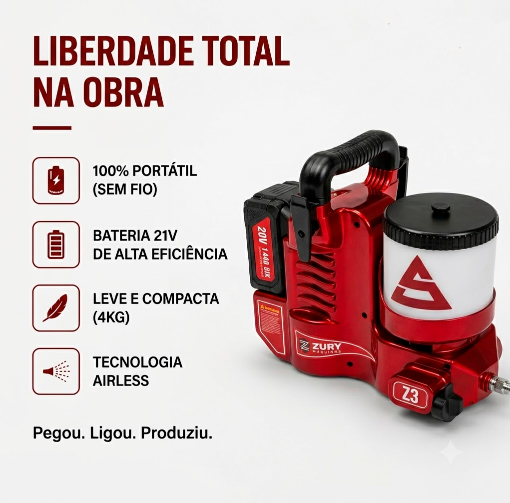 Maquina de pintura Portátil a bateria Z3 airless