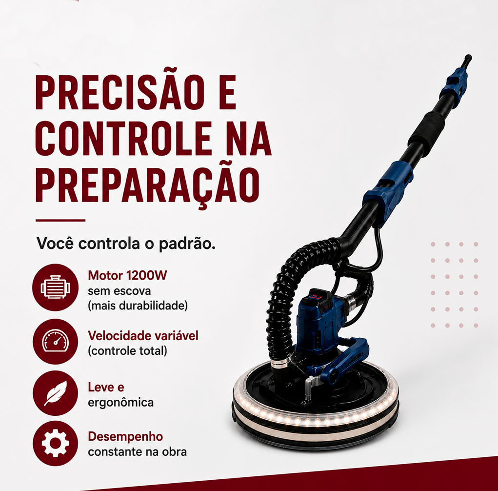 Lixadeira de teto e parede de 1.200w com velocidades